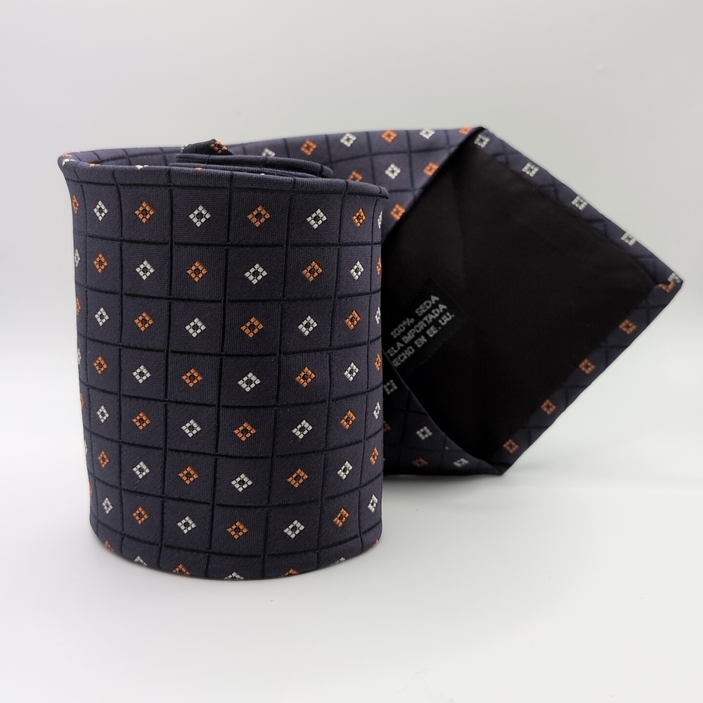 Cont Di Milano 100% Silk Tie Blue And Orange